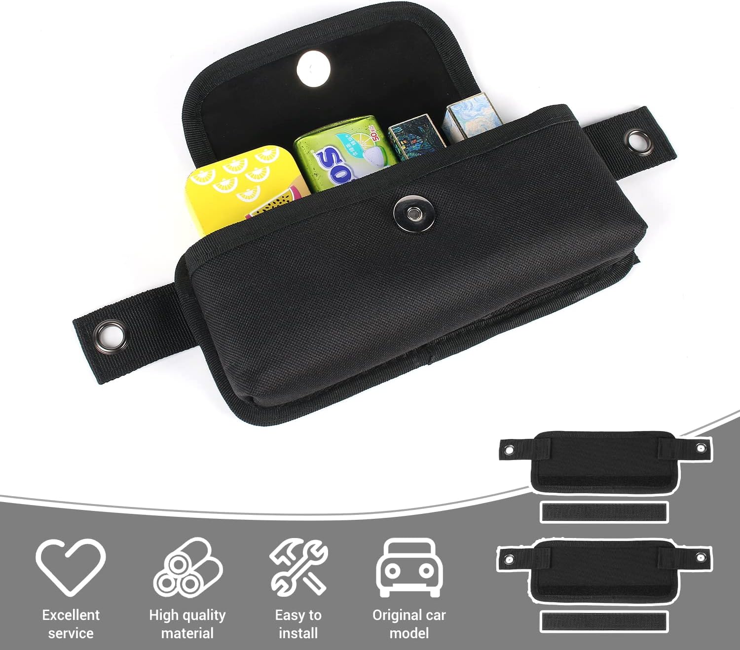 for Bronco Roll Bar Storage Bag for Ford Bronco 2021+ Roof Storage Accessories 2pcs (Front Door)