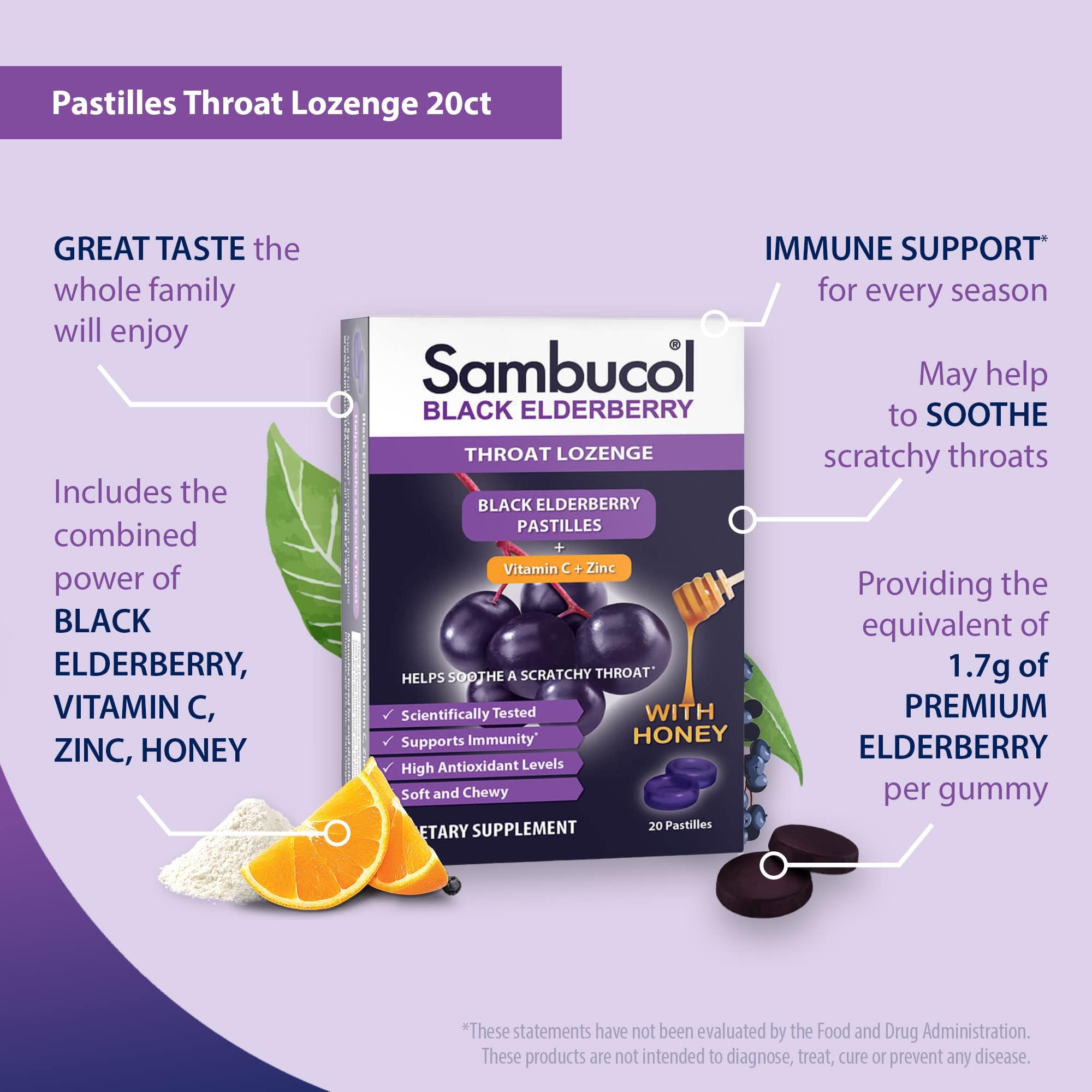 Sambucol Black Elderberry Throat Lozenge - Honey - 60 Count, 3 Pack — Amazon image 4