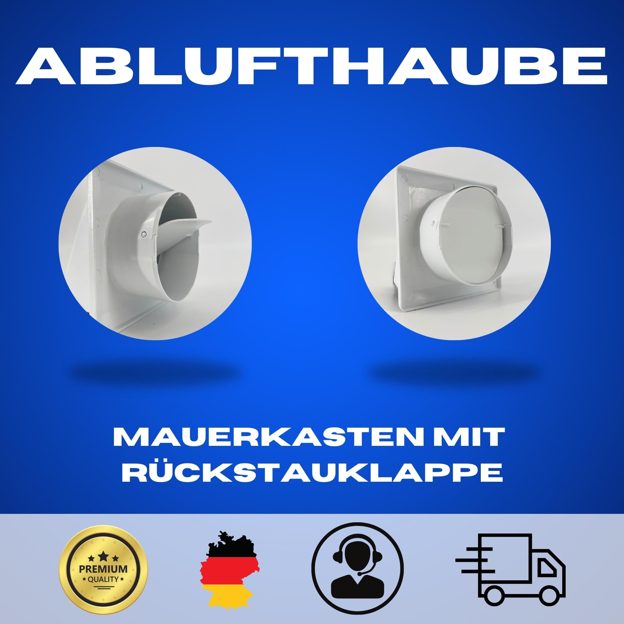 TronicXL 100m³/h Lüftungsanlage Set I 230V Wandlüfter mit Kabel und Zugschalter + Rohr + Ablufthaube I Lüfter Wohnraumlüftung Bad Keller Garage Werkstatt WC Küche Einbaulüfter Belüftung