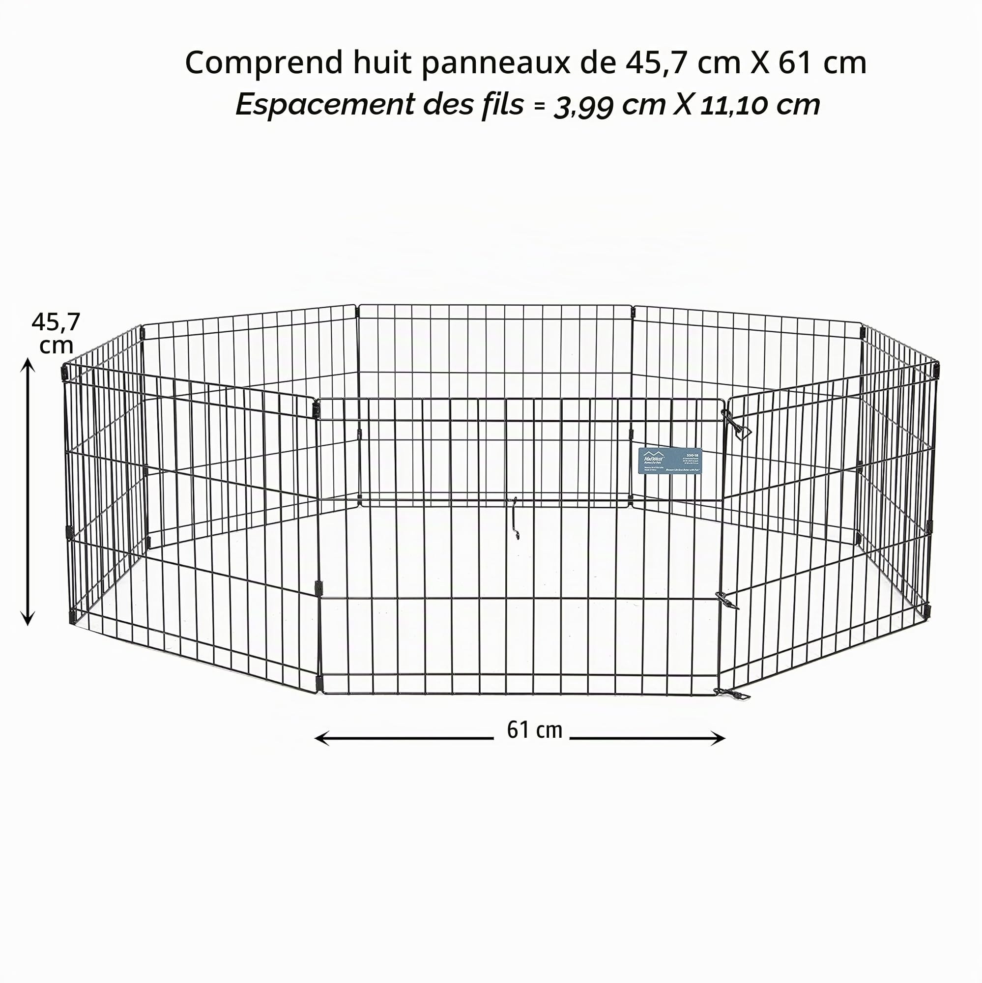 MidWest Homes for Pets 550-18 Cage d'exercice et parc pour chien sans porte ; 60,96 cm x 45,72 cm ; Revêtement de finition noir