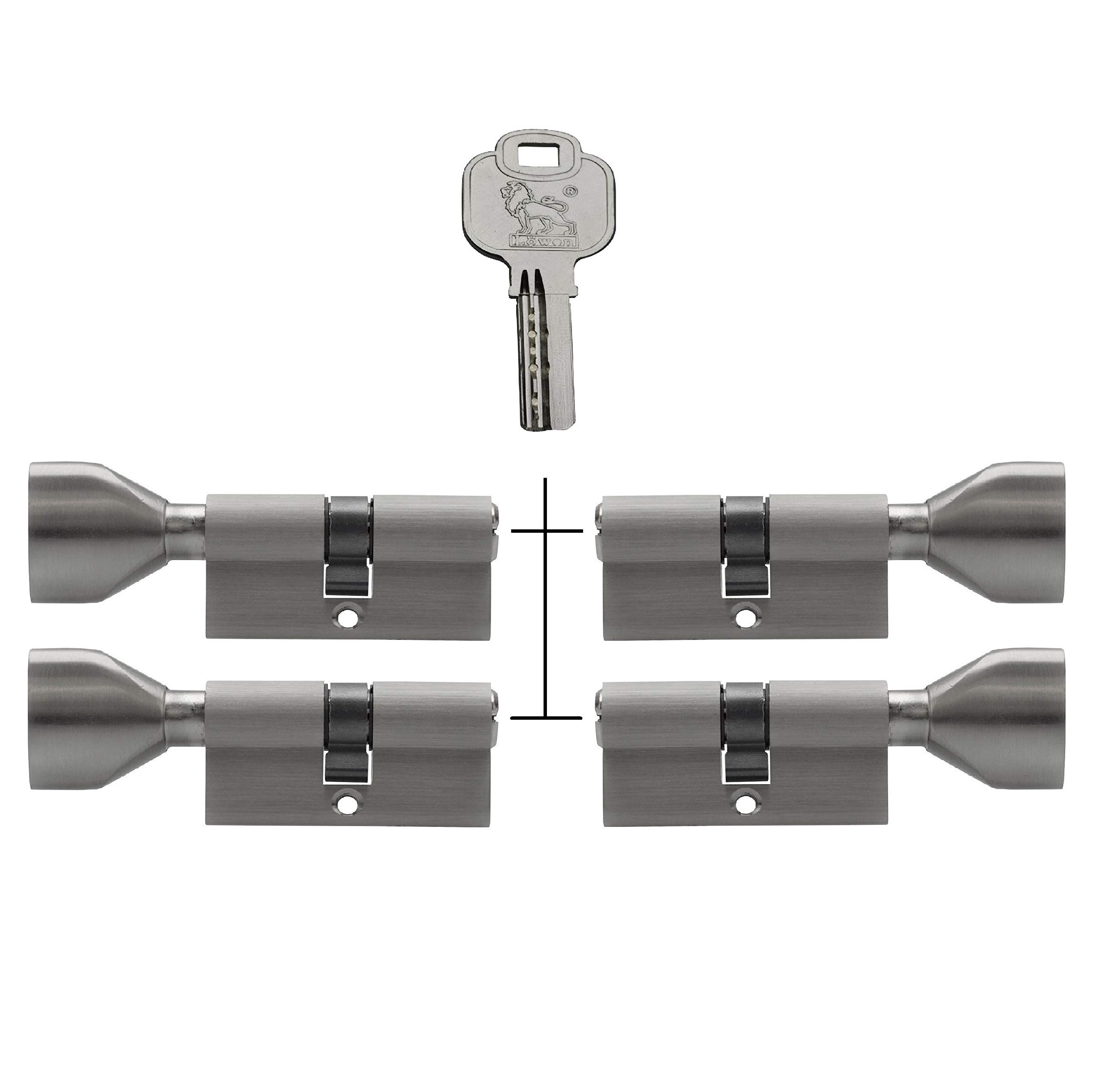 4 cilindros cilíndricos KSN de 60 mm, 30/30, cierre uniforme, incluye 20 llaves