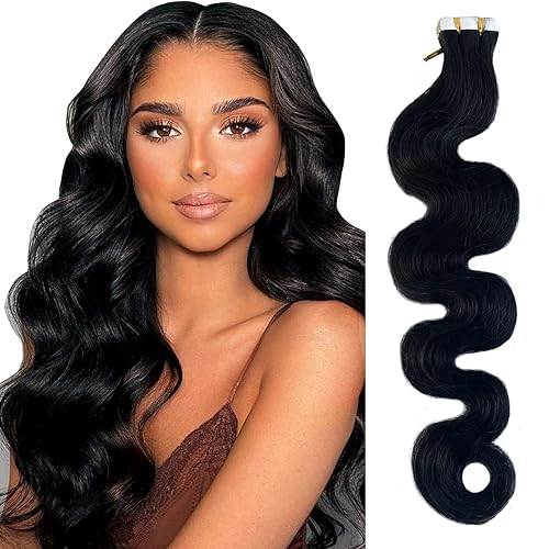Miniatura 7 de Extensiones de cabello humano con cinta adhesiva, color negro, para mujeres y marrones, reflejos rubios, sin costuras, extensiones de cabello humano