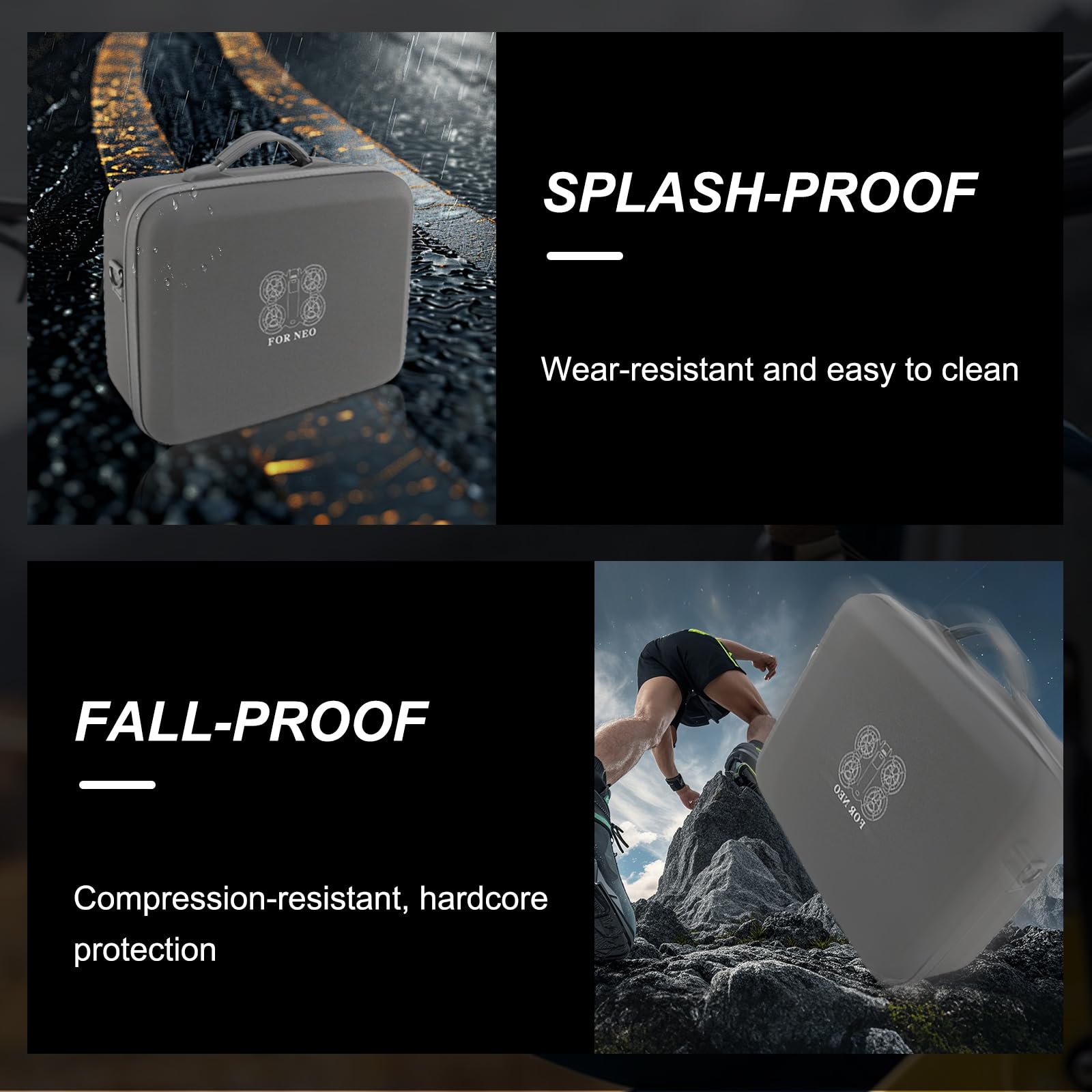 Leichte Tragetasche kompatibel mit DJI Neo Fly More Combo,PU-Leder Harte Tragetasche mit Schultergurt,Aufbewahrungs Tasche,Wasserdichter Koffer,für RC-N3,Propellern und Zwei-Wege-Lade-Hub-Zubehö