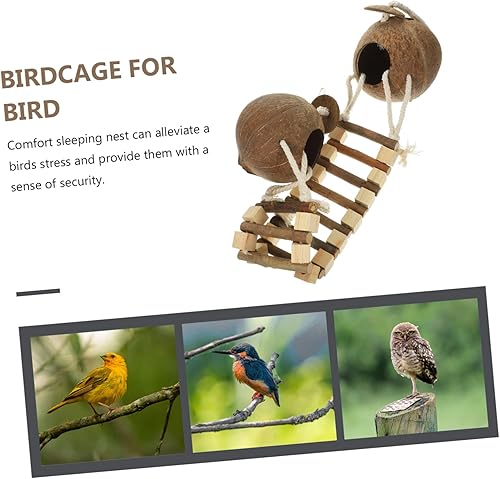 Miniatura 9 de Bird's Nest House - Jaula de juguete con caja de anidación de escalera, perca para mascotas, cama decorativa y ligera