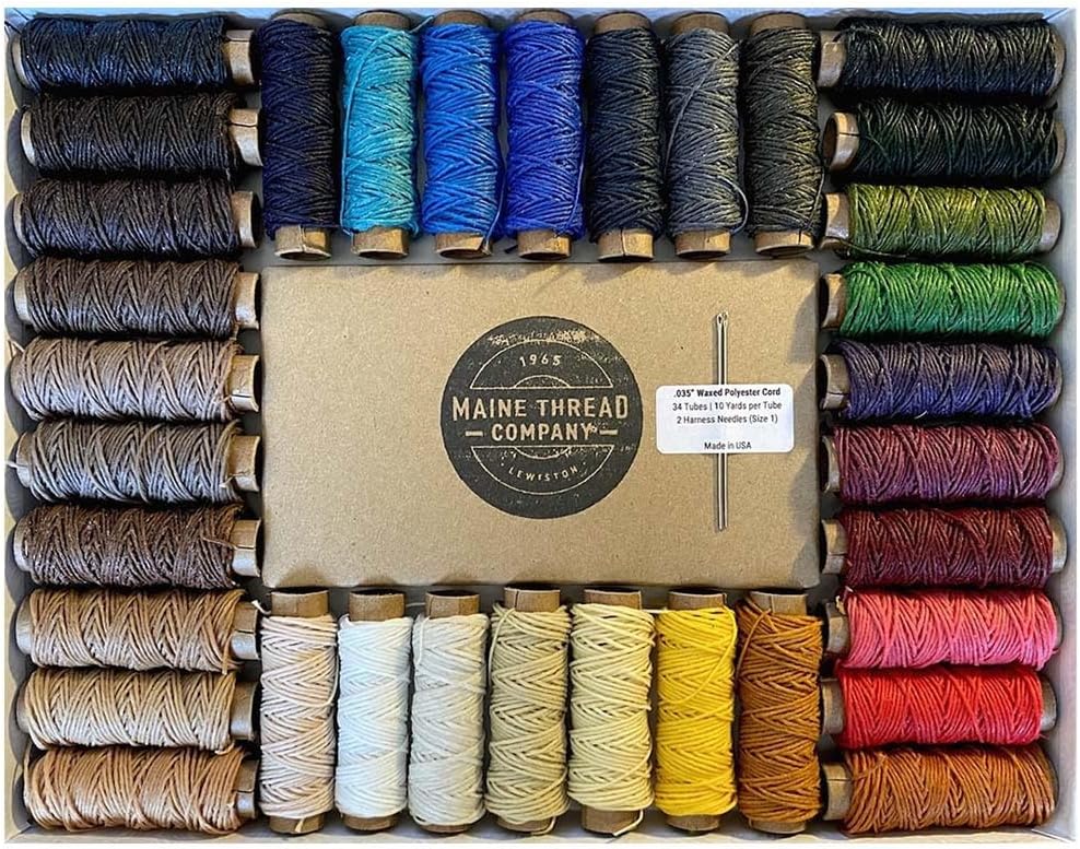 Maine Thread, Twisted Waxed Cord, 34 Color Set, 035