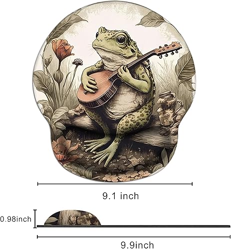 Miniatura 2 de Hippie Frog - Alfombrilla de mouse con soporte de muñeca, alfombrilla ergonómica para mouse con base de goma antideslizante, alfombrilla de mouse