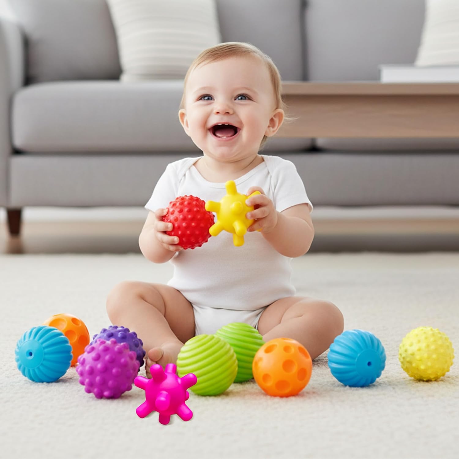 Sensory Balls for Baby Sensory Baby Toys 6 to 12 Months for Toddlers 1-3, Bright Color Texture Multi Massage Soft Balls Set, Multi Montessori Toys for Babies 6-12 Months Infant Toys (12 Pack)