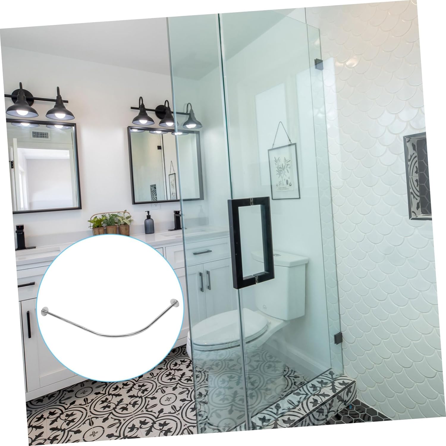 Shaped Curved Shower Curtain Rod Extendable Tension Rail for Easy Installation Heavy Duty Design for and Multi-purpose Use
