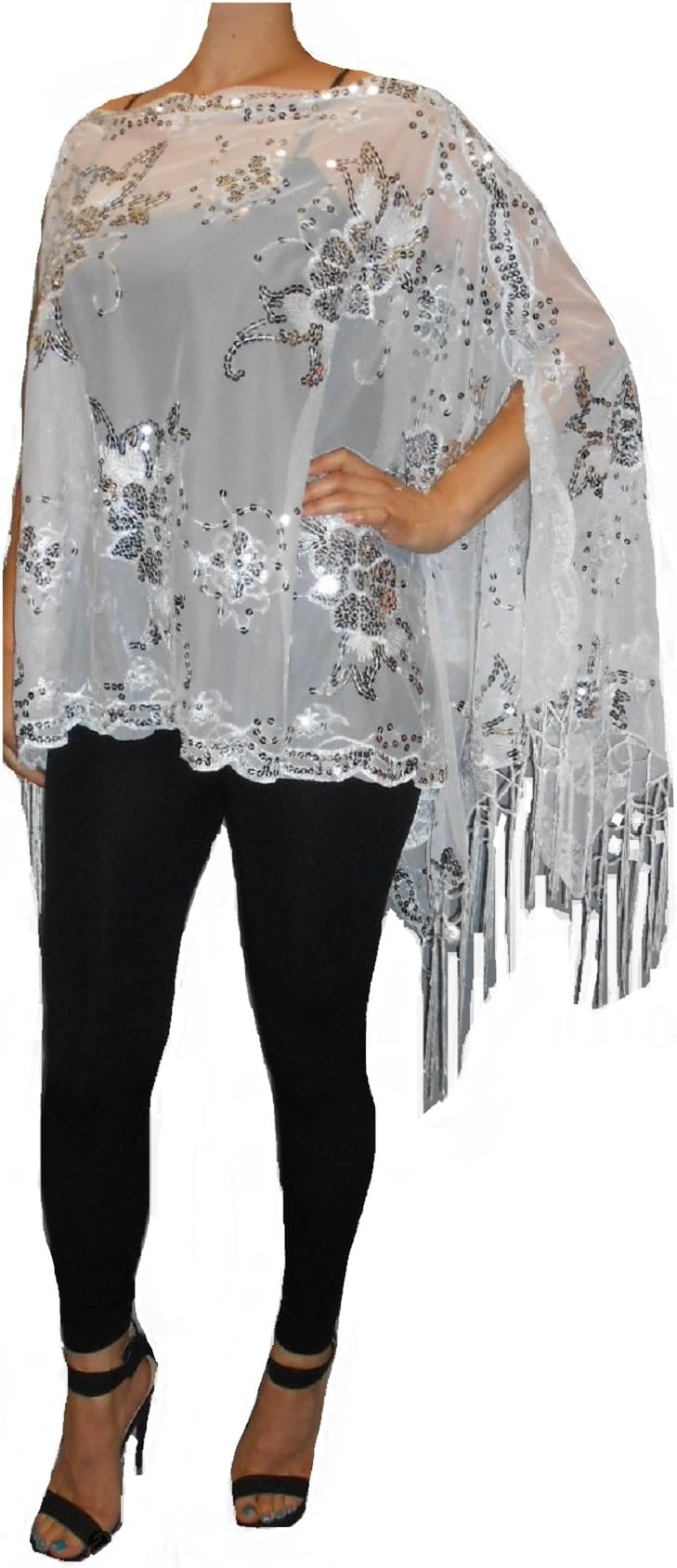 Mother of The Bride Beaded Fashion Shawl Multi Tunic Poncho Cover up Top