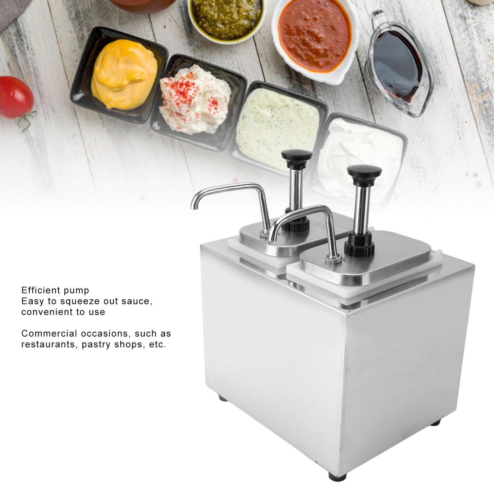 Dispensador Eléctrico de Queso Nacho con Bomba, Máquina de Queso, Calentador de de Doble Cabezal, Acero Inoxidable, Resistente Al óxido, Mantiene una Temperatura óptima,