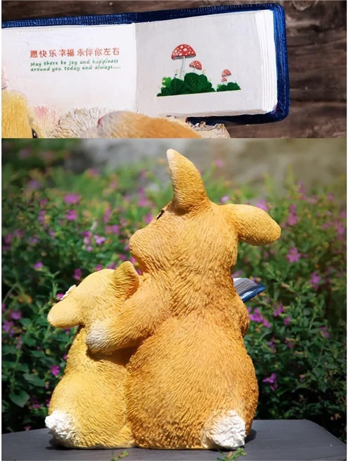 Arredo da giardino Statua da giardino all'aperto con decorazione animale lettura coniglio carino Arredo da esterno