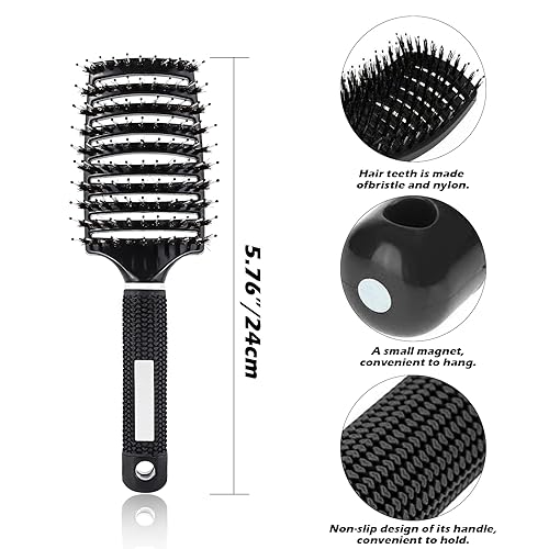 Miniatura 2 de Cepillo desenredante para cabello rizado, cepillo desenredante para cabello húmedo para mujeres, cepillo de cabello curvado para cabello húmedo o