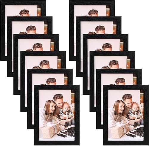 Fixwal Portarretratos de 5 x 7 pulgadas, juego de 12, marcos de fotos de PVC negro, para pared o mesa