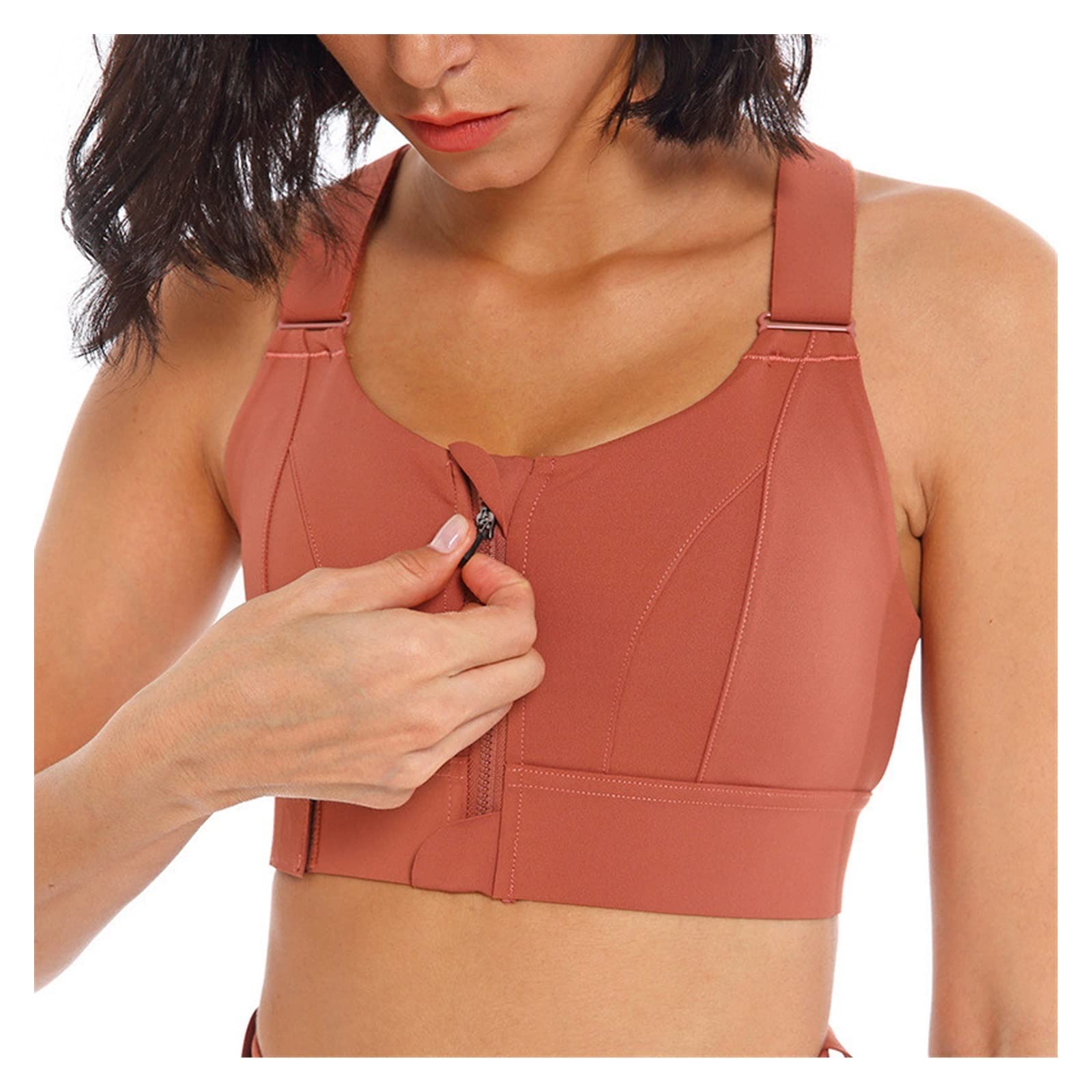 Mujeres Sports Sports Top Top Crop Chaleco de Yoga Front Chipper Strap Ajustable Atentable Gimnasia Fitness Athletic Brassiere
