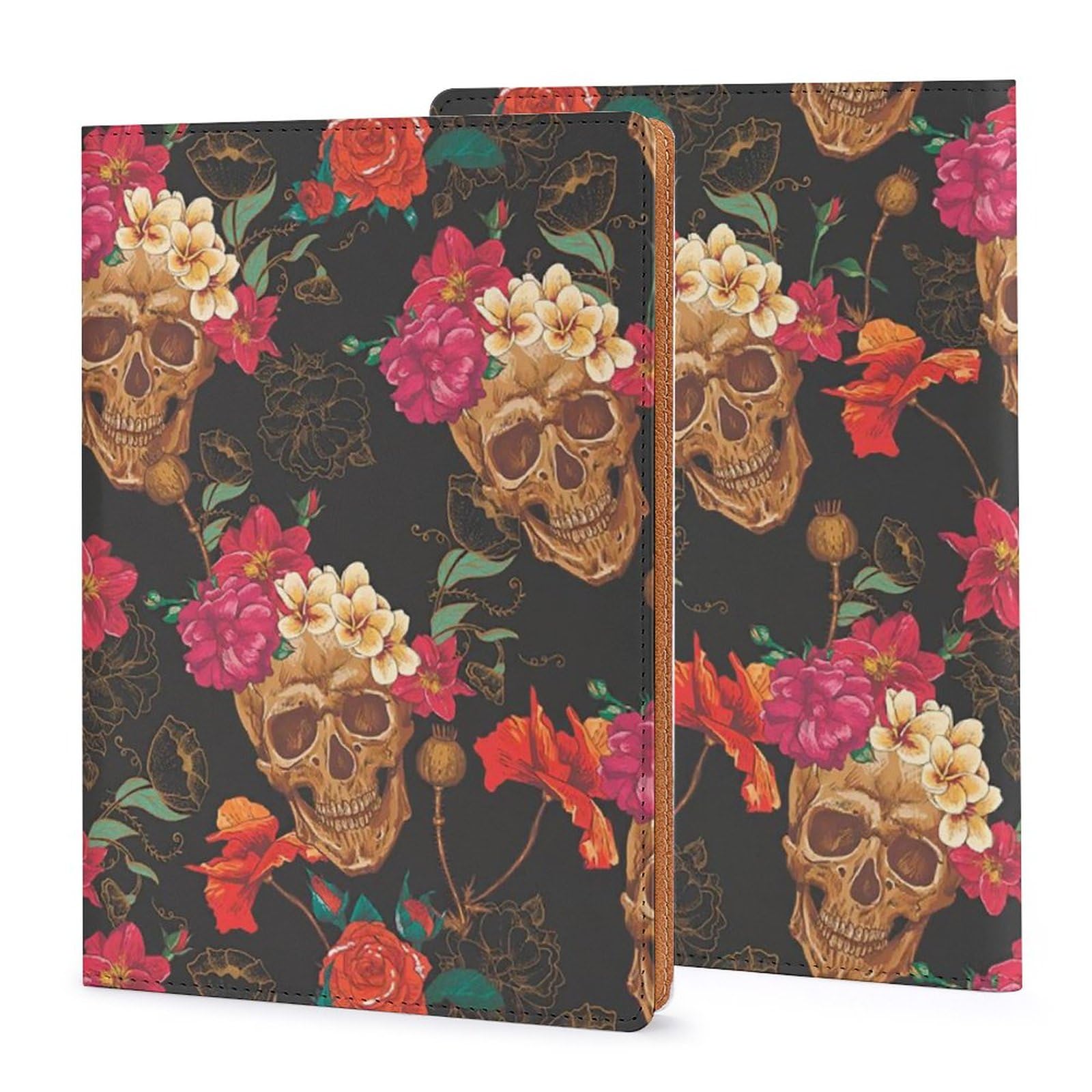 Amazon.co.jp: ブックカバー フラワー 花 スカル 髑髏 文庫 A5 PU 