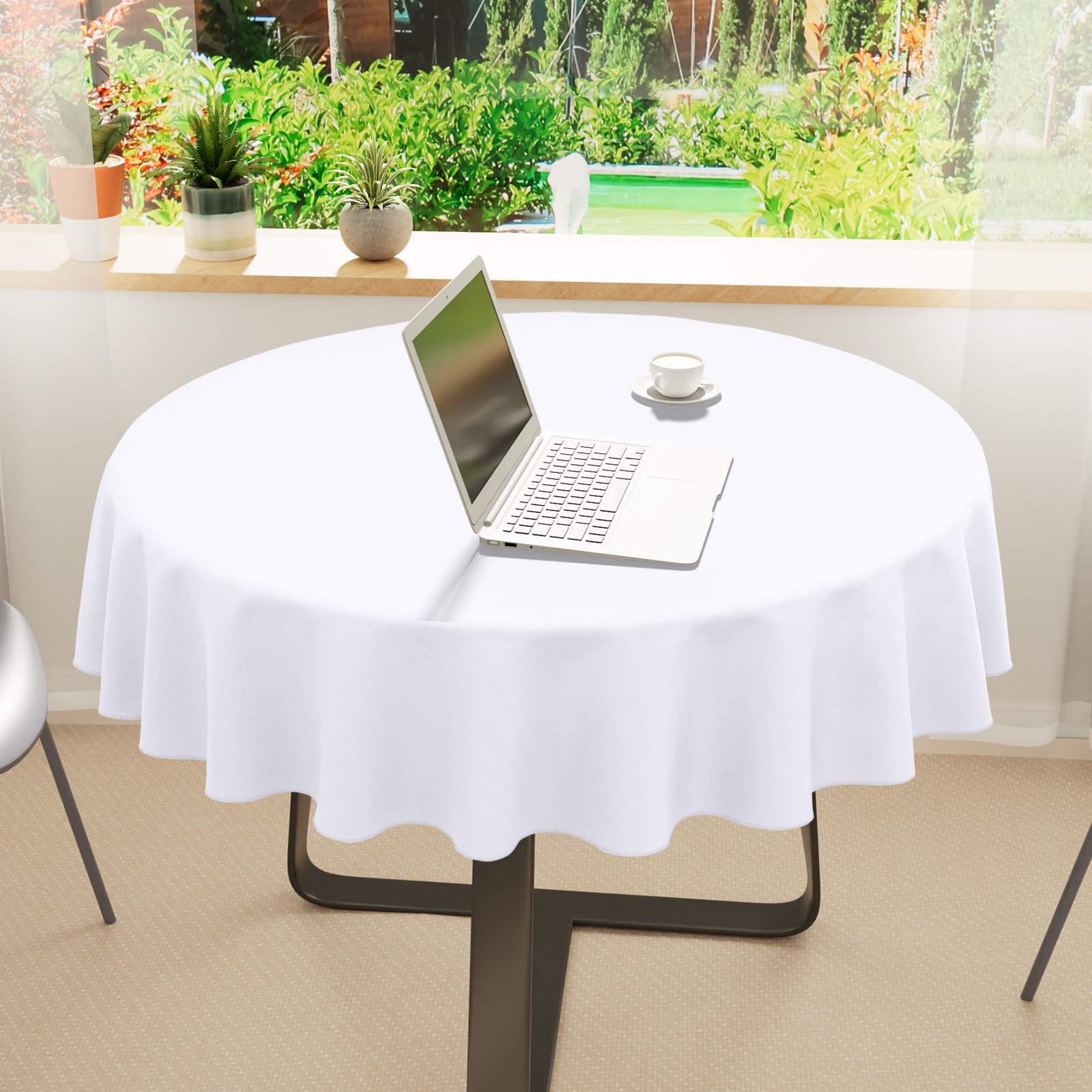 smiry Table Cloth Round 150 cm Pack of 2, Washable Fabric Dining Tablecloth - Image 2