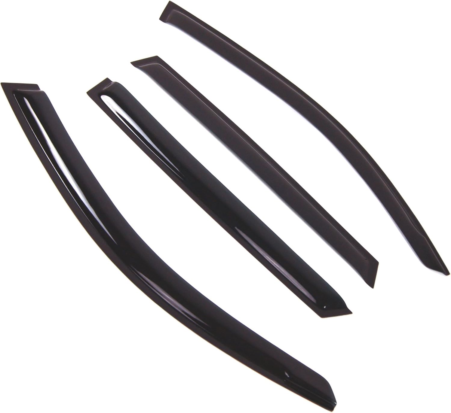 TuningPros Outside Mount Window Vent Visors Rain Guards Compatible with BMW X1 2013-2015 | Side Window Wind Deflectors Rain Shields | Smoke Tinted, 4 Pcs Set, DGWV-679 For BMW X1 2013-2015 Smoke Tinted