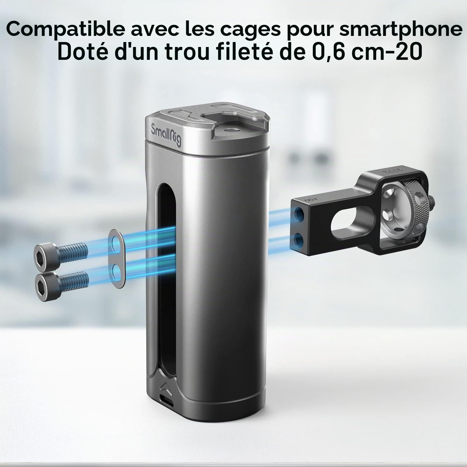 SMALLRIG Poignée Latérale avec Démarrage d'Enregistrement, Arrêt de la Télécommande sans Fil et Cold Shoe, pour SMALLRIG Mobile Phone Cage Video Rig avec Filetage 1/4"-20-3838