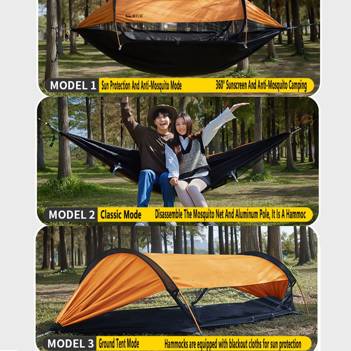 Hamaca De Camping Multifuncional con Sombrilla Y Red De Ventilación, Protección Solar E Impermeable, De Carga 440IB, Senderismo, Camping, Playa En El Patio Trasero, 270X140 Cm,Grey