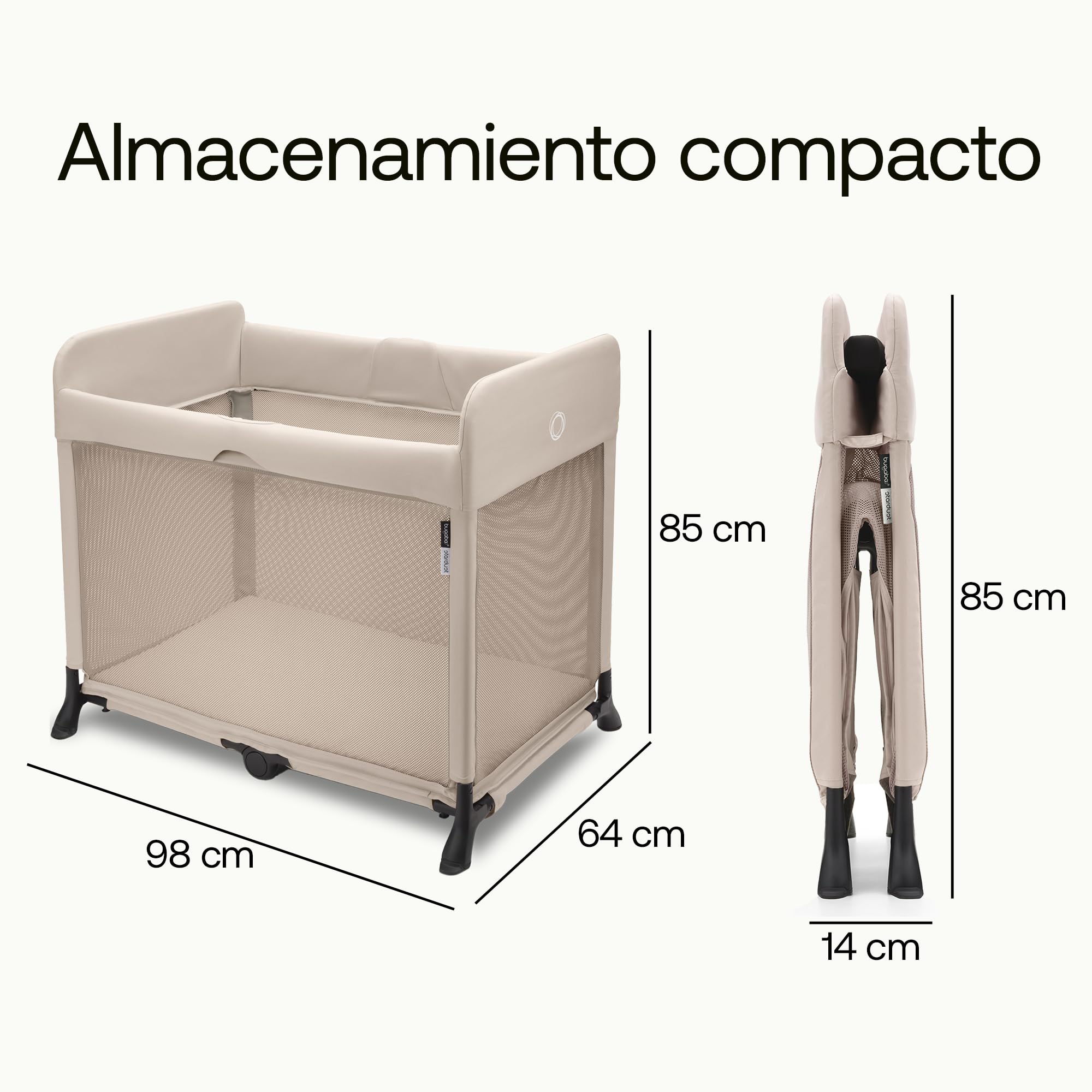 Bugaboo Stardust, 2 en 1: Parque Infantil Plegable y Cuna de Viaje compacta con colchón, desplegado en 1 Segundo, Bolsa de Transporte, Desde recién Nacidos hasta niños pequeños, Desert Taupe