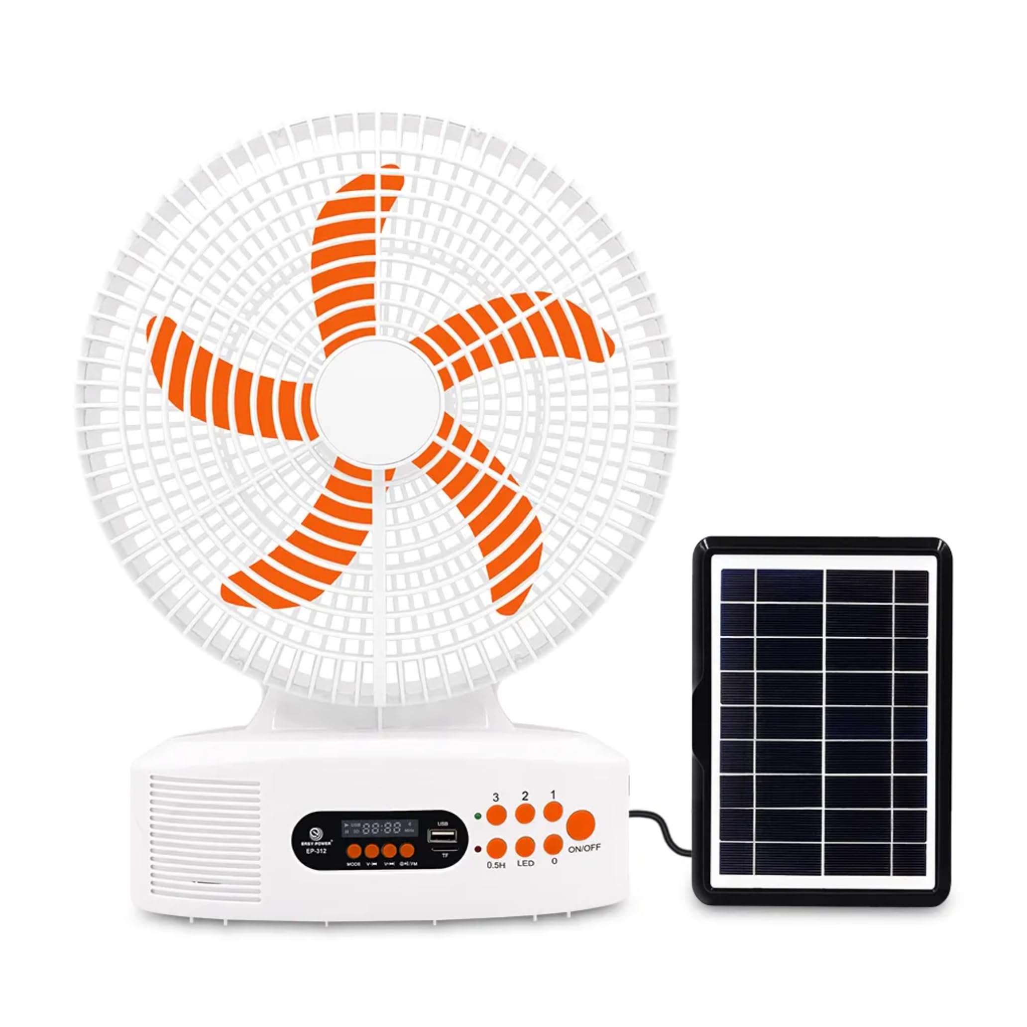 Drumstone (𝗦𝗽𝗲𝗰𝗶𝗮𝗹 𝟭𝟬 𝗬𝗲𝗮𝗿𝘀 𝗪𝗮𝗿𝗿𝗮𝗻𝘁𝘆 12-Inch Multi-Function Outdoor Rechargeable Fan with Bluetooth Speaker, FM Radio, Night Light, Solar & DC Charging, 3 Fan Speeds, 220V AC-image-44