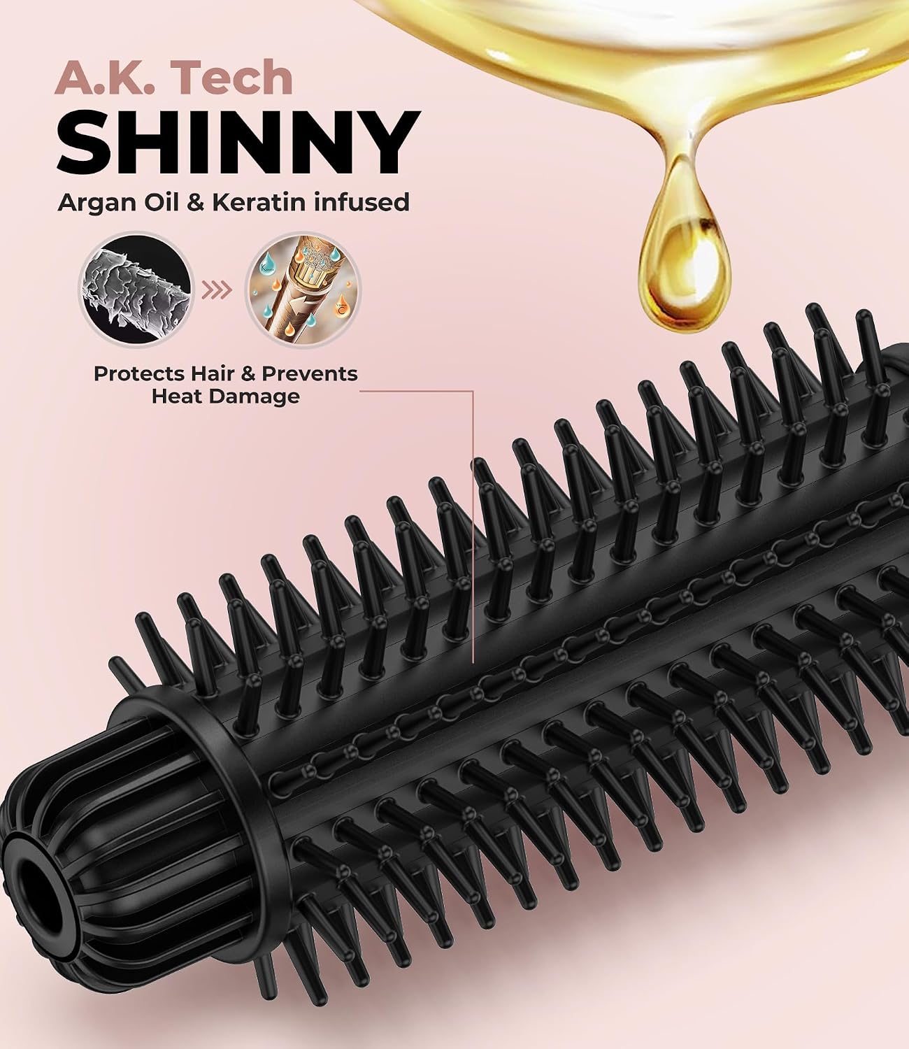 Farery 1.5 Inch Curling Iron Brush, Heated Round Brush for Loose Bouncy Curls, Hot Brush with Anti-Scald Hard Bristles, Dual Voltage Travel Hair Tool with 360° Swivel Cord, 410°F Fast Heat