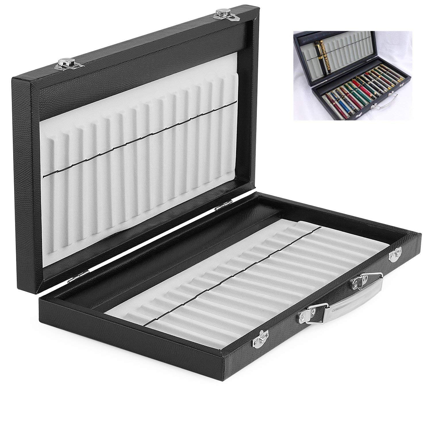 Portabla 30 Pu Leather Fountain Pen Box Roller Pen Box Pen Case，Fountain Pen Storage Display