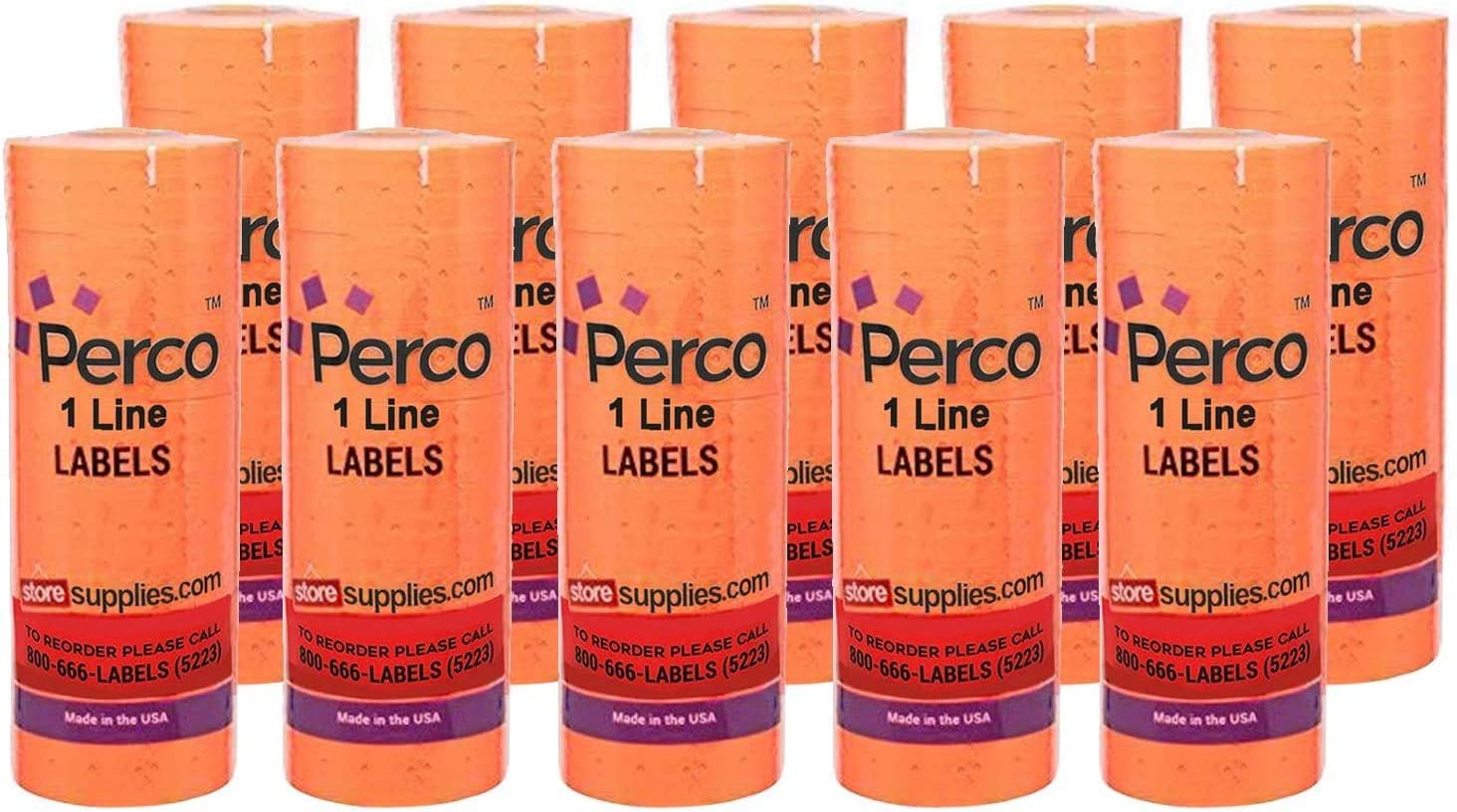 Perco1 Line Fluorescent Red - 10 Sleeve, 80,000 Blank Pricing Labels for Perco 1 Line Price and Date Guns