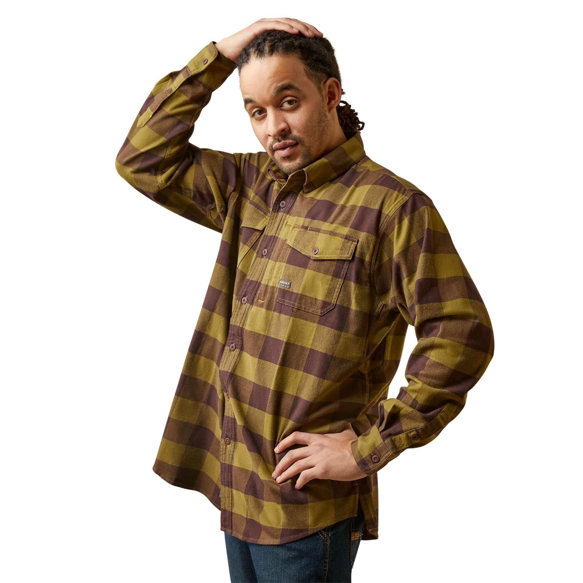 ARIAT Herren Rebar Flannel Durastretch Work Shirt Hemd