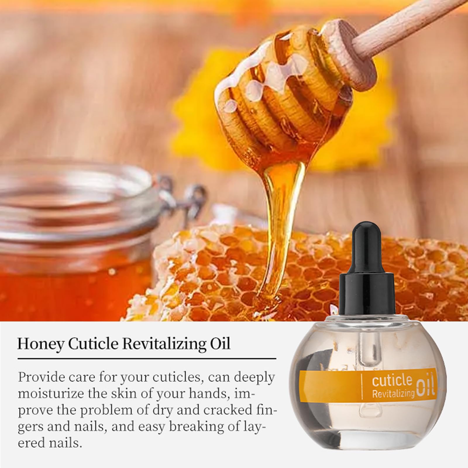 Honey Cuticle Oil for Nails, 45ml Care For Cuticles, Honey & Milk Extract, Sunflower Seed & Jojoba Extract - Image 3