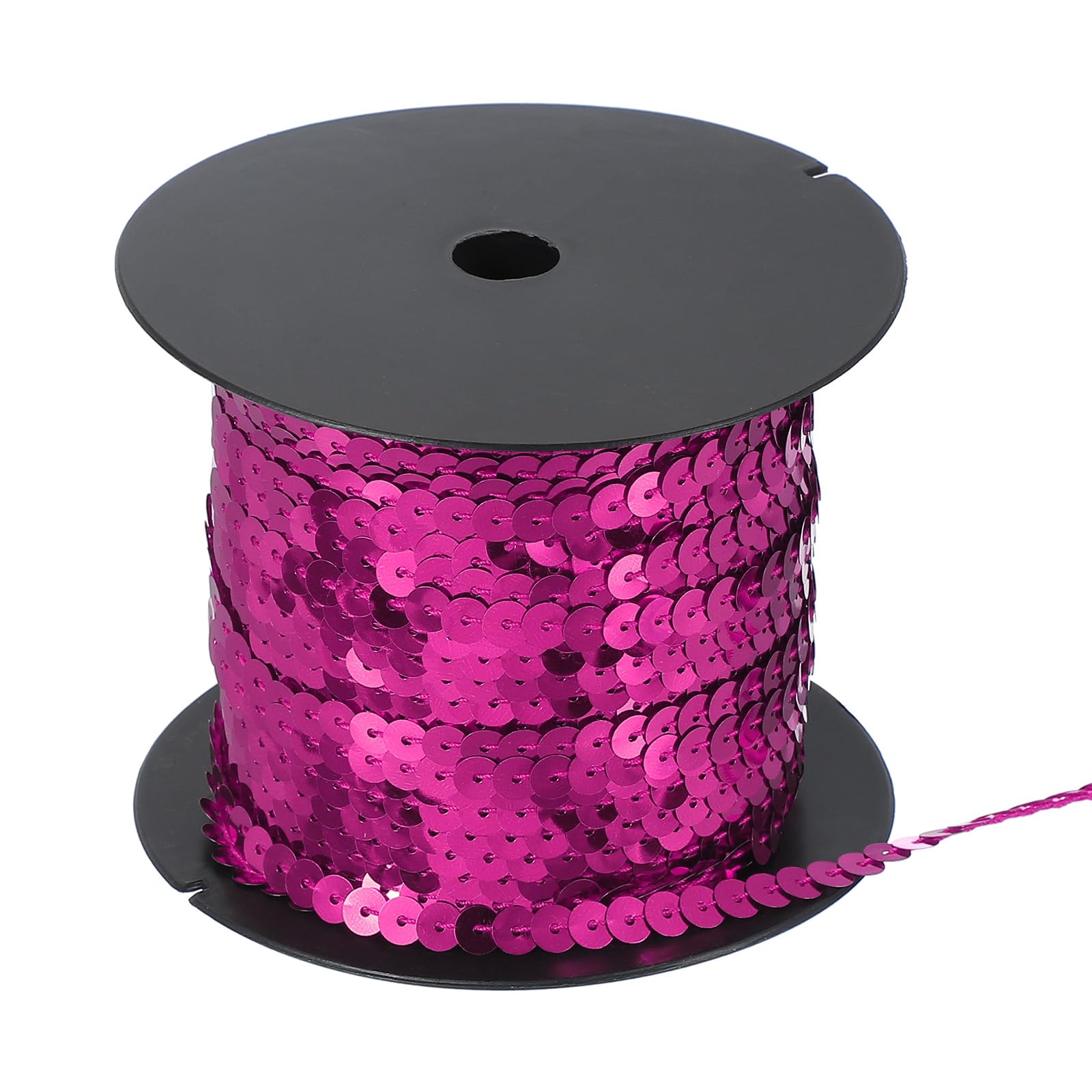 QUARKZMAN Tira De Lentejuelas Planas De 100 Yardas, Rollo De Cinta De Lentejuelas Planas De 6 Mm Para Manualidades Accesorios De Costura Decoraciones De Disfraces, Rojo Rosa