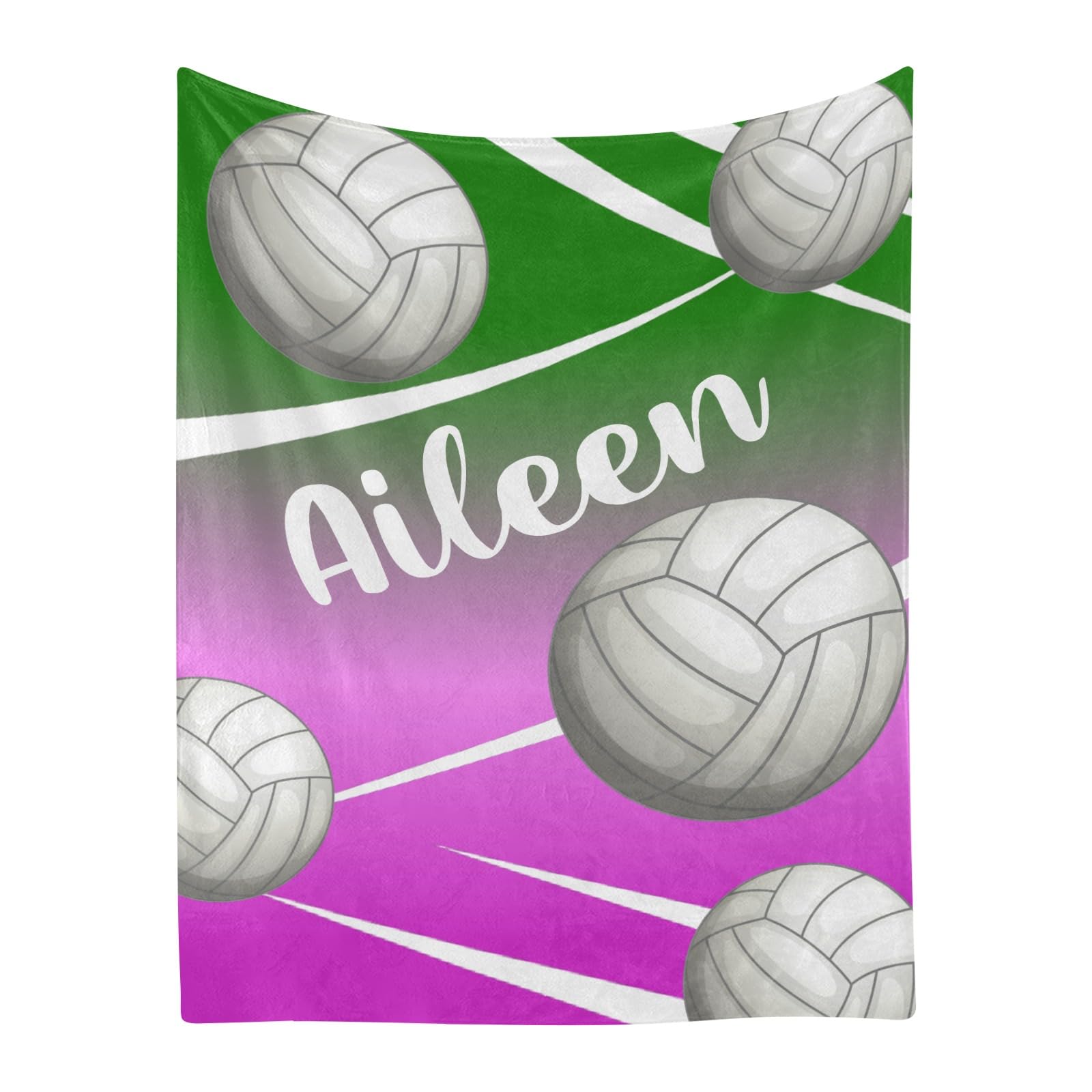 Striped Volleyball Green & Black Personalized Baby Blanket - 30x40 Inch Swaddling Blanket