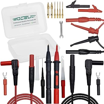 BOCEUC Multimeter Silicone Leads Electrician Test Leads Kit CAT III 1000V&CAT IV 600V with Alligator Clips Test Hooks and Needle Back Probe Pins for Fluke, AstroAI, INNOVA