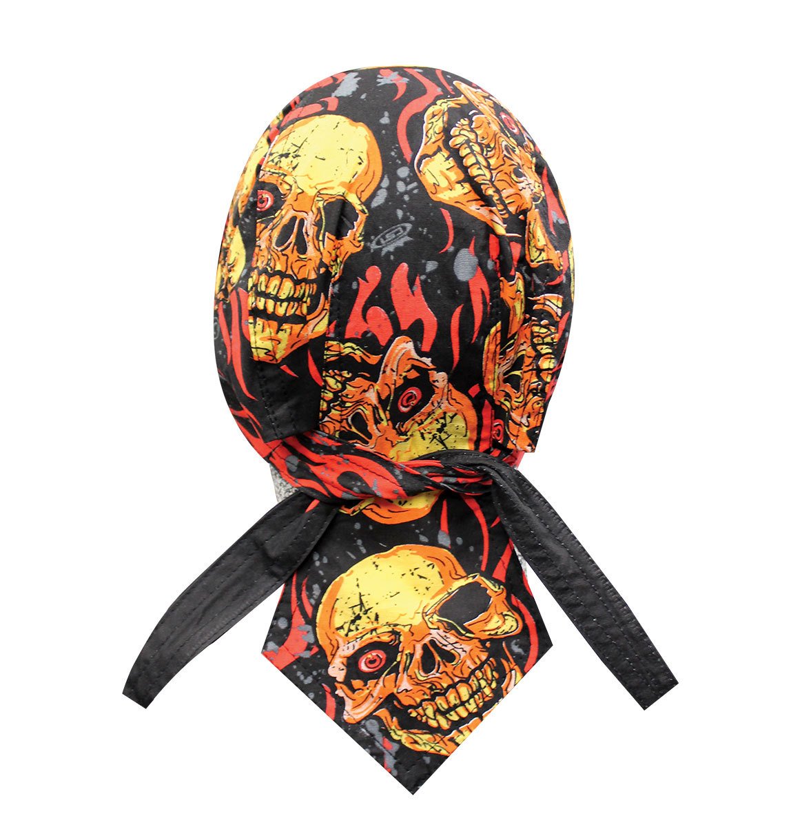 Capsmith Deluxe Laughing Inferno Skull and Flames Headwrap Durag Doo Rag Headwrap