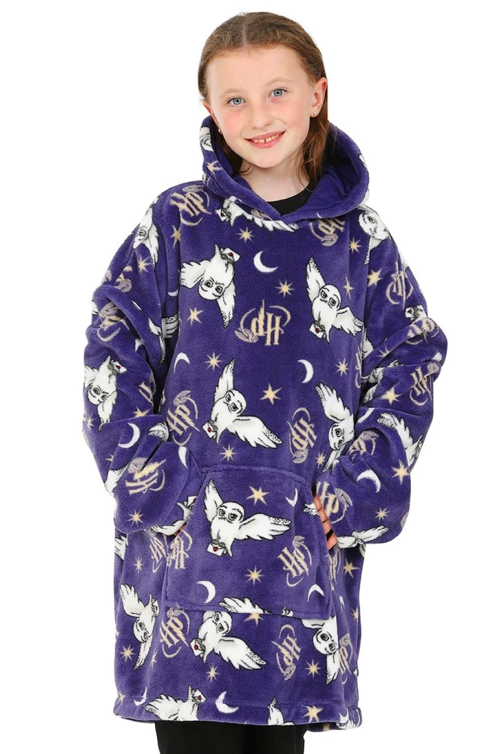 Harry Potter Hedwig Take Me Back To Hogwarts Girls Purple Hoodie, Oversized Fleece Blanket Hoodie