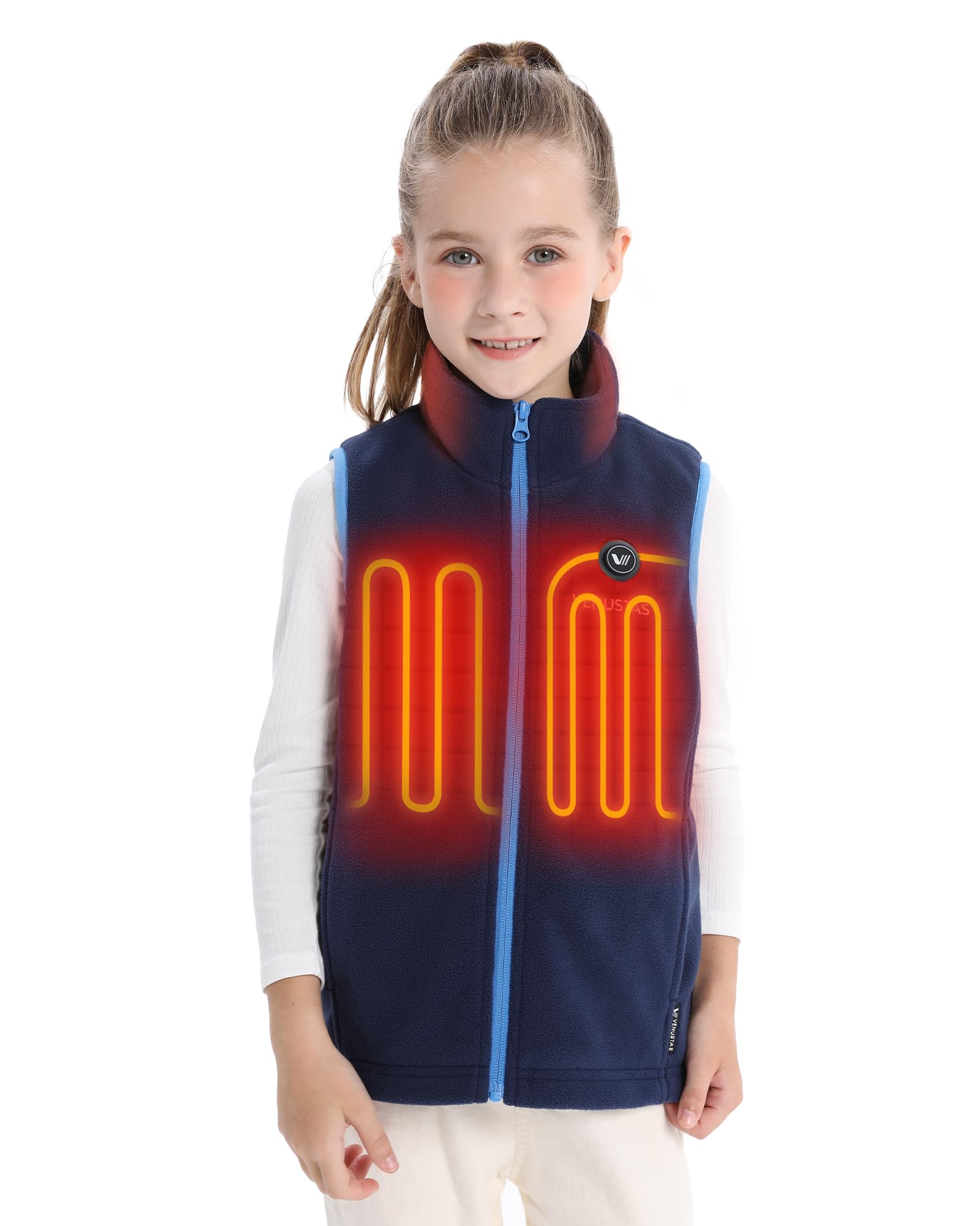 Venustas Kids Heated Fleece Vest with Battery Pack Included, Warmer Youth Electric Heating Vest for Girls