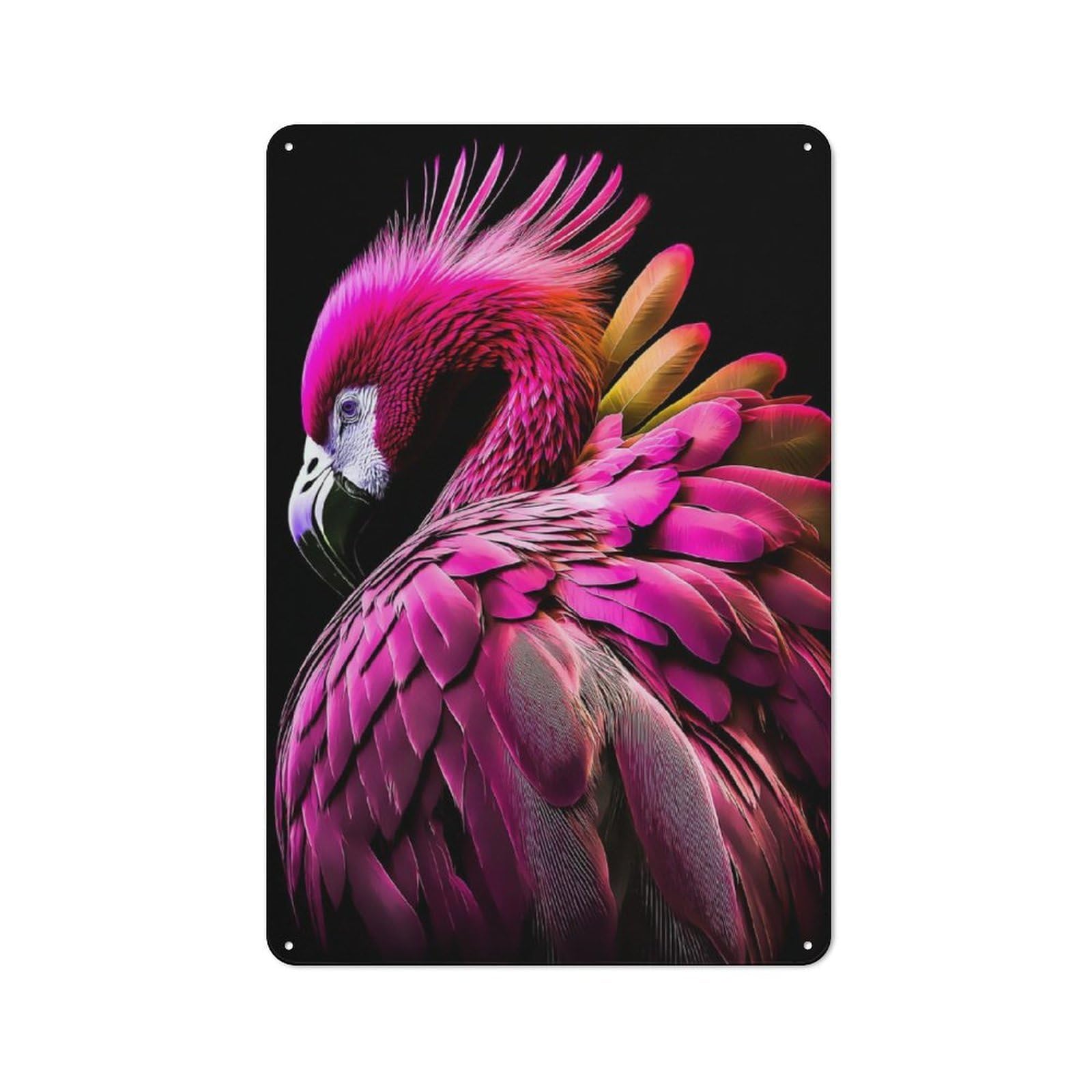 Junmoney Flamingo Vintage Metal Wall Sign 30X20cm For Studio Or Craft Room, For Vintage Wall Decor Fans, For Metal Sign Collectors