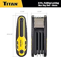 Vista 4 de Titan 12771 Juego de llaves Allen plegables métricas de 8 piezas, cerraduras de llave hexagonal de bloqueo a 90°, 135° y 180° a través de dos
