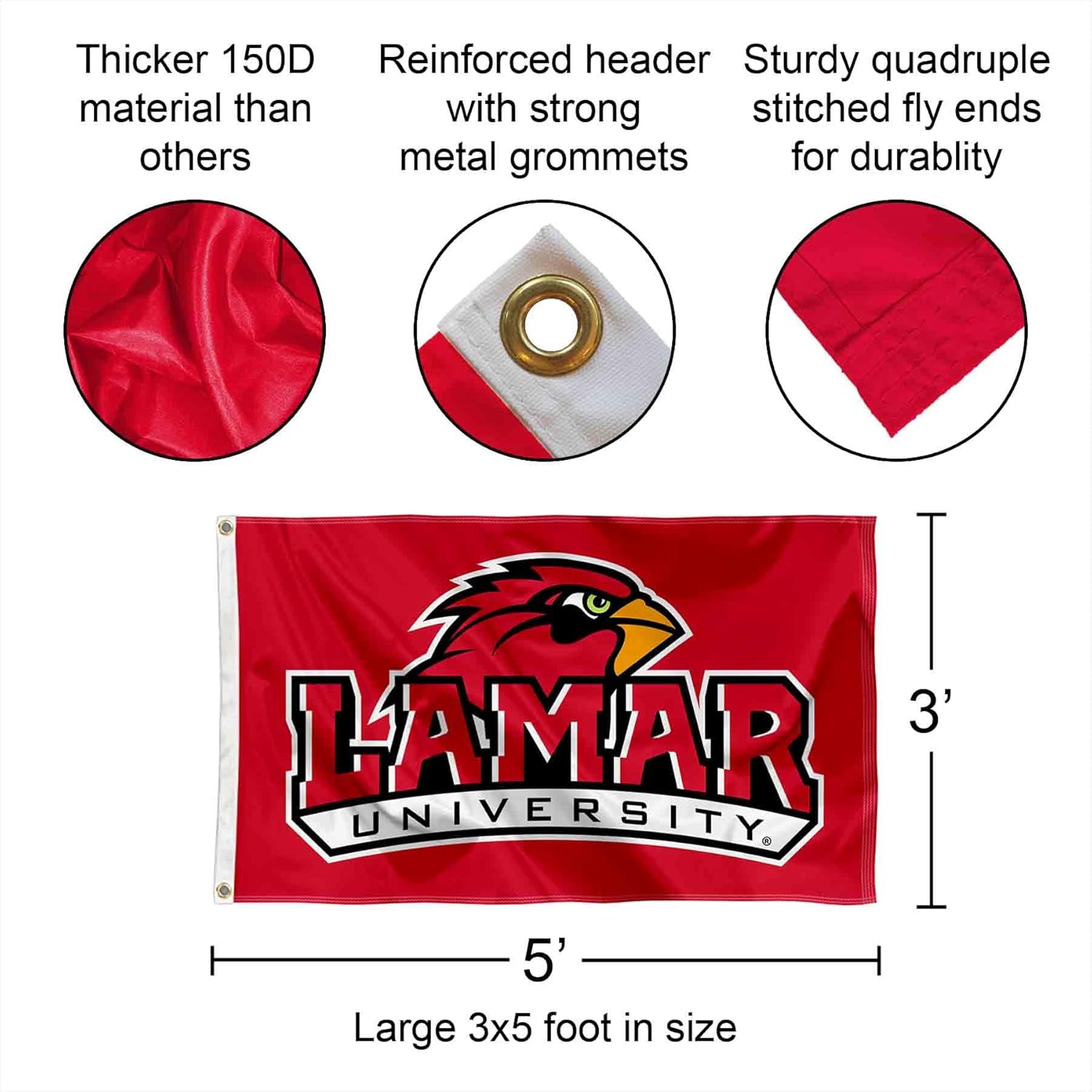 Lamar Cardinals University Large College Flag - Image 2