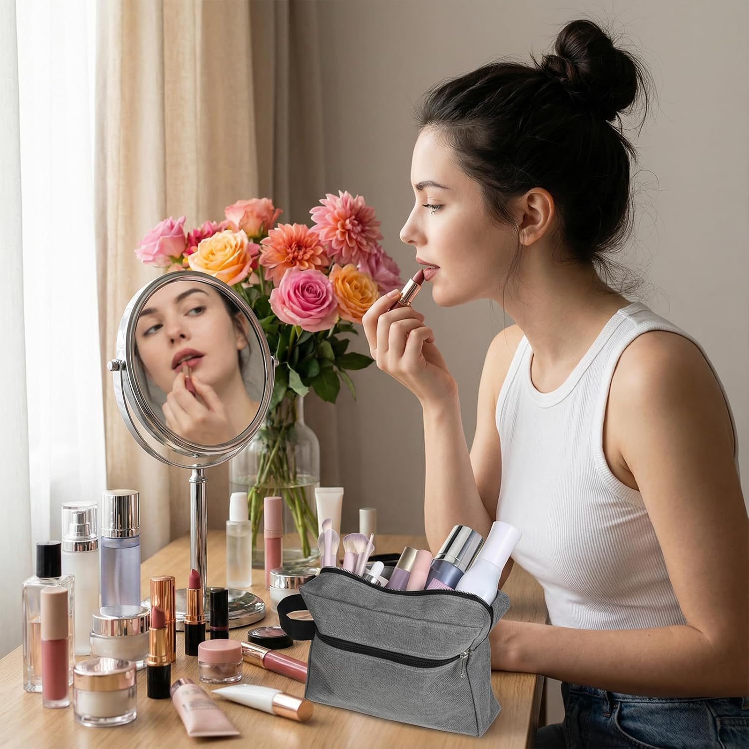 8 PCS Travel Toiletry Bag for Women Men, 8.66 × 6.3 inch Toiletry Bag Bulk Shaving Bags for Men Travel Hanging with Zipper Cosmetic Bags for Man Father's Day, Groomsmen Gifts-4 Colors - Image 7