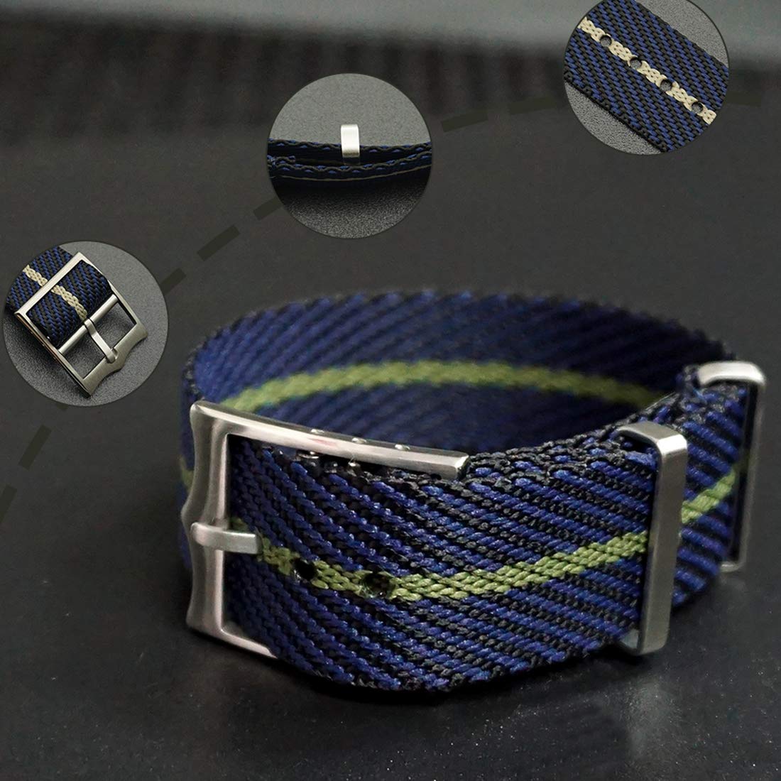 Universalarmband, 22 mm/20 mm Nylonarmband, Sport-Militär-Uhrenarmband, Nato-Armband, Uhrenarmband, einteiliges atmungsaktives Uhrenarmband