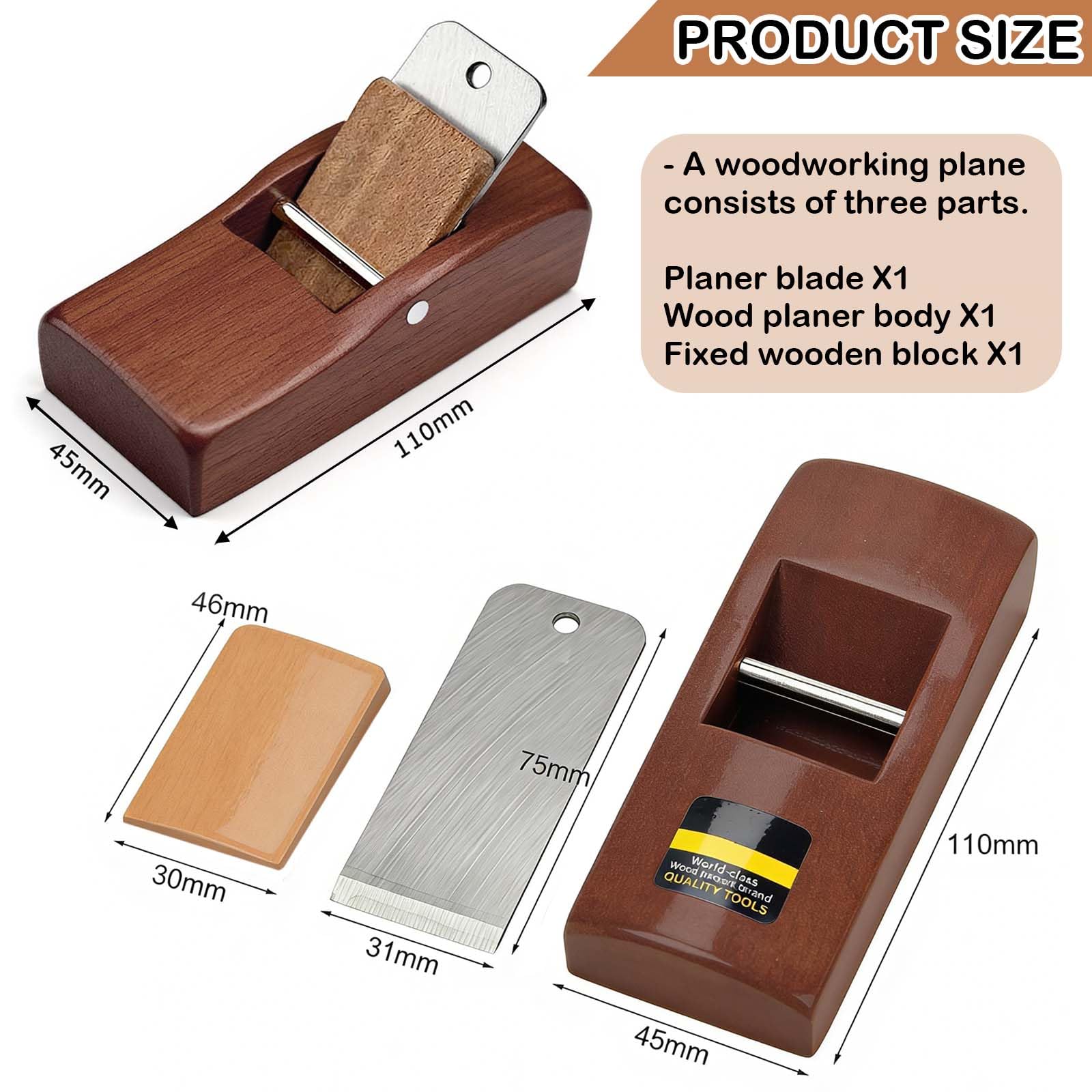 Einhandhobel, Mini Hobel, Handhobel Klein, Putzhobel, Holzhobel, Schreinerflugzeug Handwerkzeug, Handhobel Holz für Geeignet zum Besäumen und Hobeln