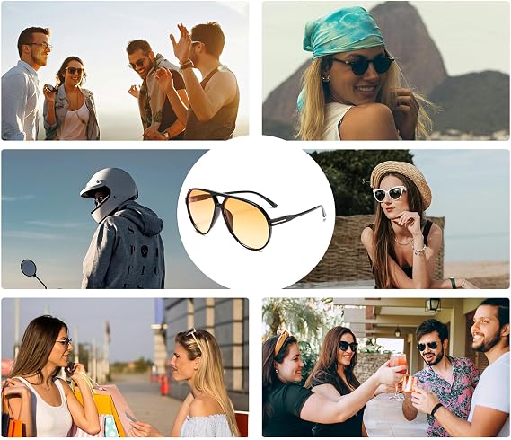 YAMEIZE Retro Pilot Sunglasses for Women Men Oversized 70s Pilot Vintage Sunglasses Double Bridge Retro Square Glasses UV400 Protection