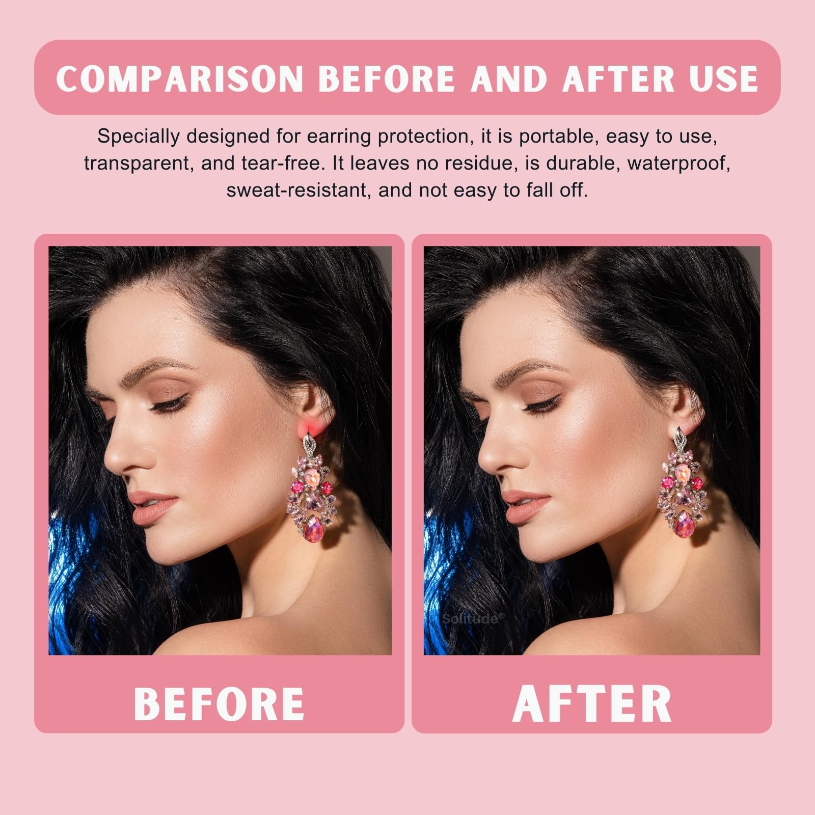 Solitude 80 Patches Invisible Ear Lobe Support Patches for Earrings & big Jhumkas Earlobe Tapes & Stickers Transparent Earring Supporter for Girls & Women Heavy Earrings - Image 7 thumbnail