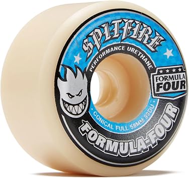 Spitfire Formula Four Conical Full Skateboard Wheels - 58mm 99a - White Set of 4 | Set of 4