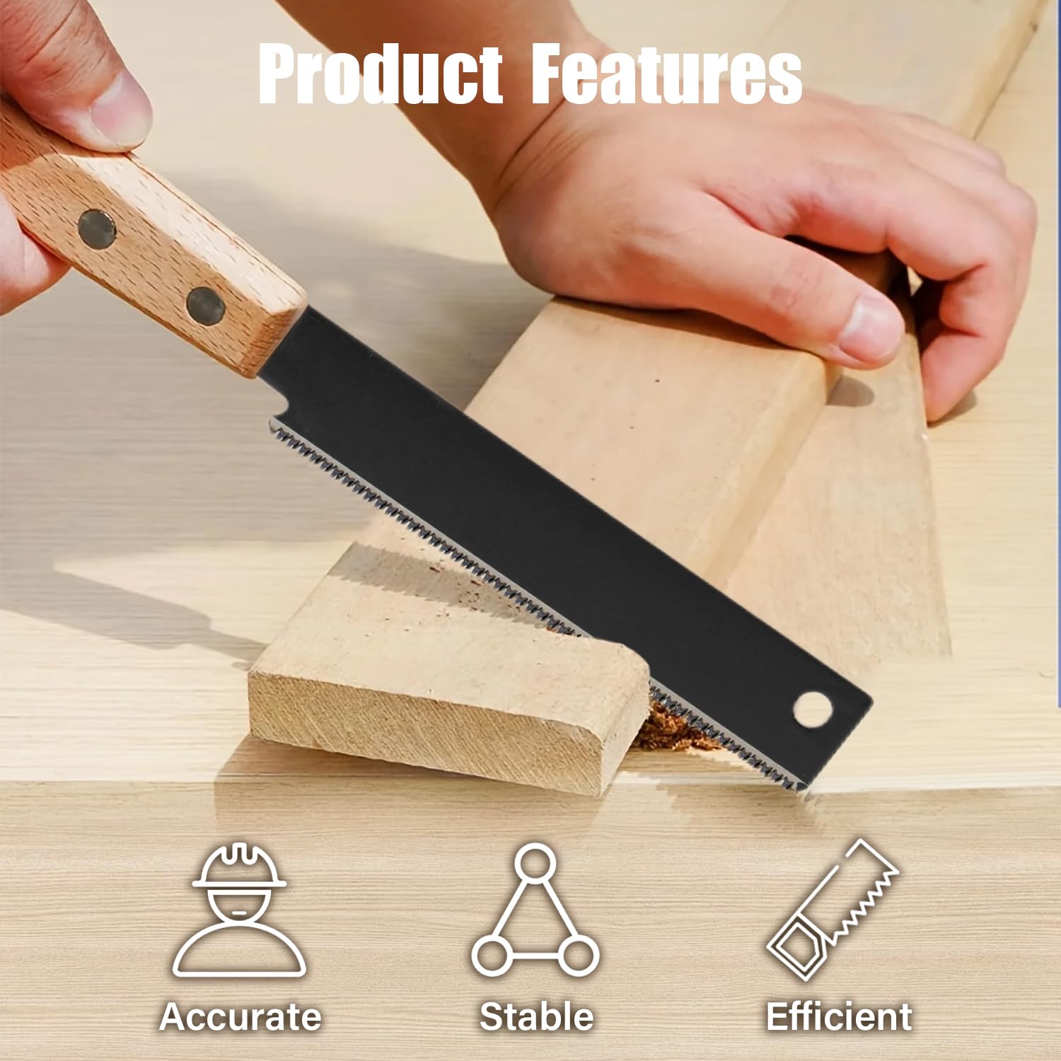 Japanese 4 Pack Hand Saw - Double Edged, Flat, Sharp, Small Woodworking Saws for DIY & Carpenters, Black 4 Pcs - Image 4