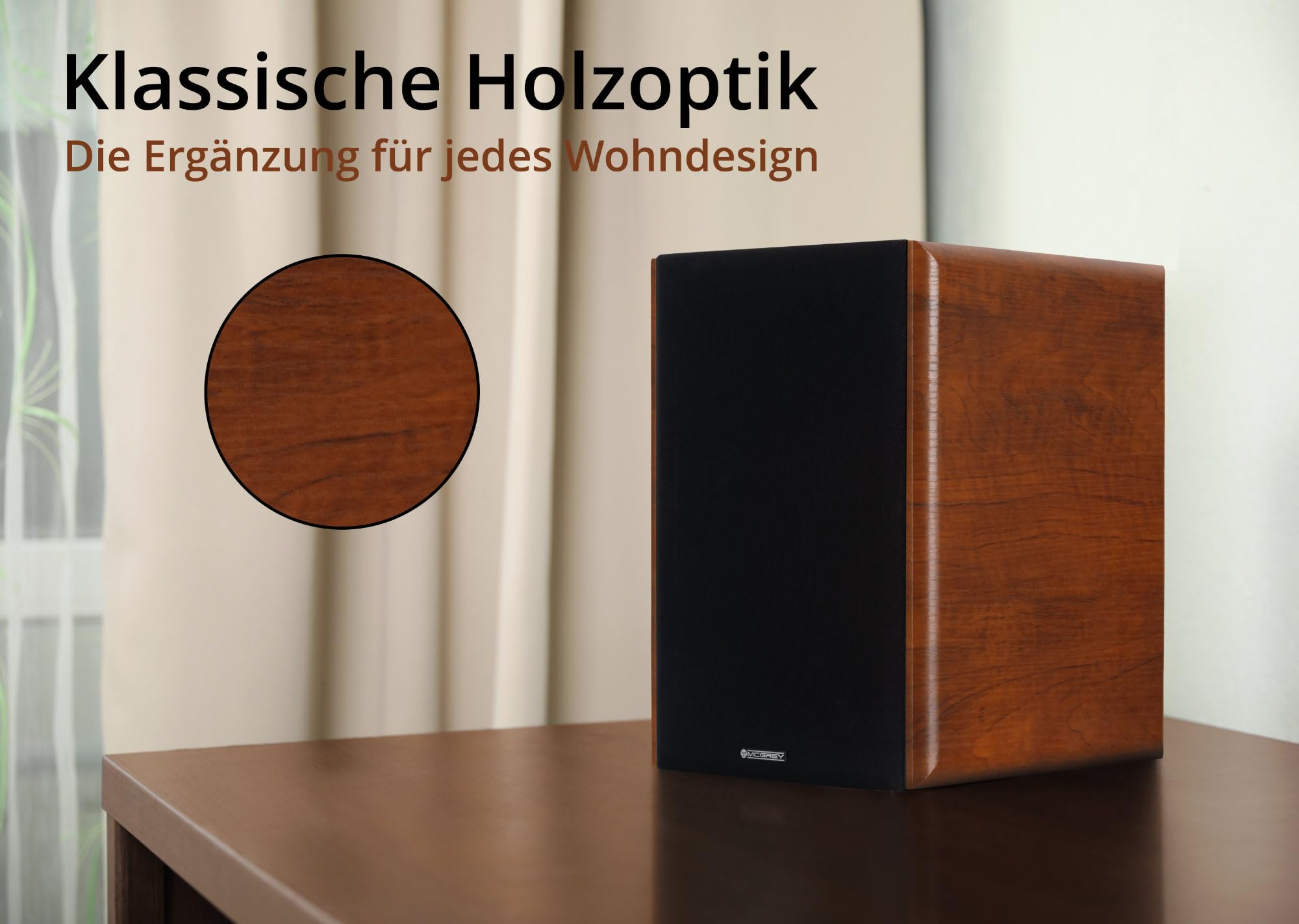 McGrey BSS-365 BN Coppia Diffusori da Scaffale HiFi 6, Casse HiFi Compatte | Potenza: 60 Watt (RMS)/ 120 Watt (Peak), Sistema 2 Vie, Woofer 6, 5" (16, 5 cm), Tweeter 1, 0" (2, 54 cm) con cupola in seta