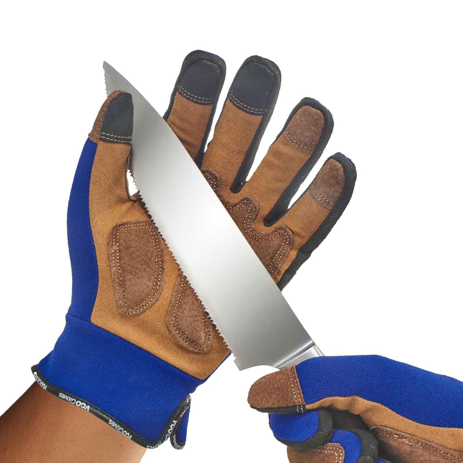 Vgo... 1 Paar Schnittfeste Handschuhe, Sicherheitsleder-Arbeitshandschuhe, Mechaniker-Handschuhe, HPPE Anti-Schnitt-Innenfutter, EN388 Level C, ANSI-Stufe A5(SL7475CTA5)