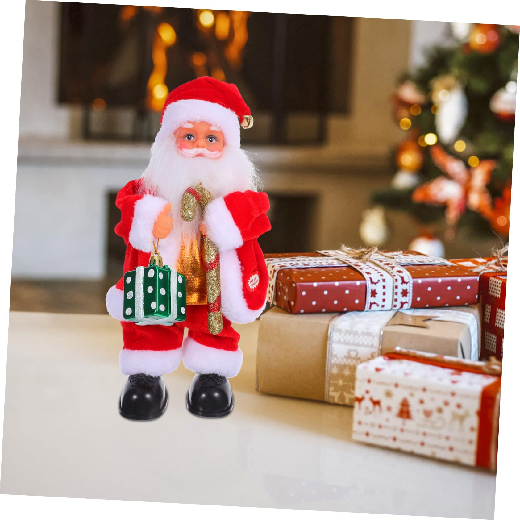 Abaodam Juguete de Papá Noel Eléctrico con Música Articulaciones Móviles para Adornos Navideños y Regalos de Fiesta de Navidad