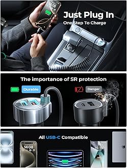 LISEN 65W iPhone 17 Pro Max Car Charger USB C Fast Charging,Super Fast iPhone 16/17 Pro Car Charger Type C Adapter Fit iPhone 17 Air ProMax Plus/16/15,Pixel 10, Samsung Galaxy S25/24,Android,Sliver